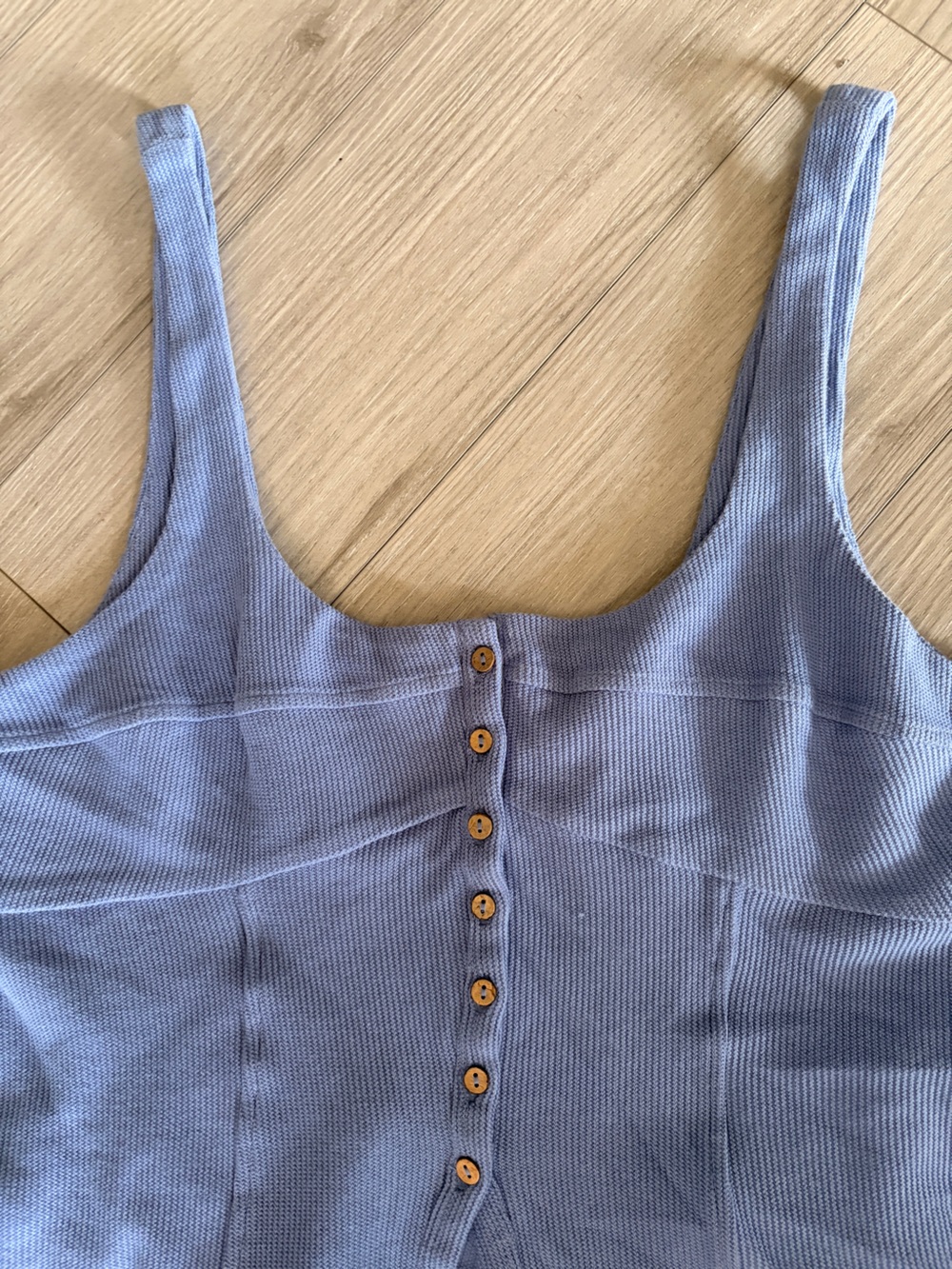Free People Periwinkle Ribbed Button-Front Tank - Picture 2 of 4